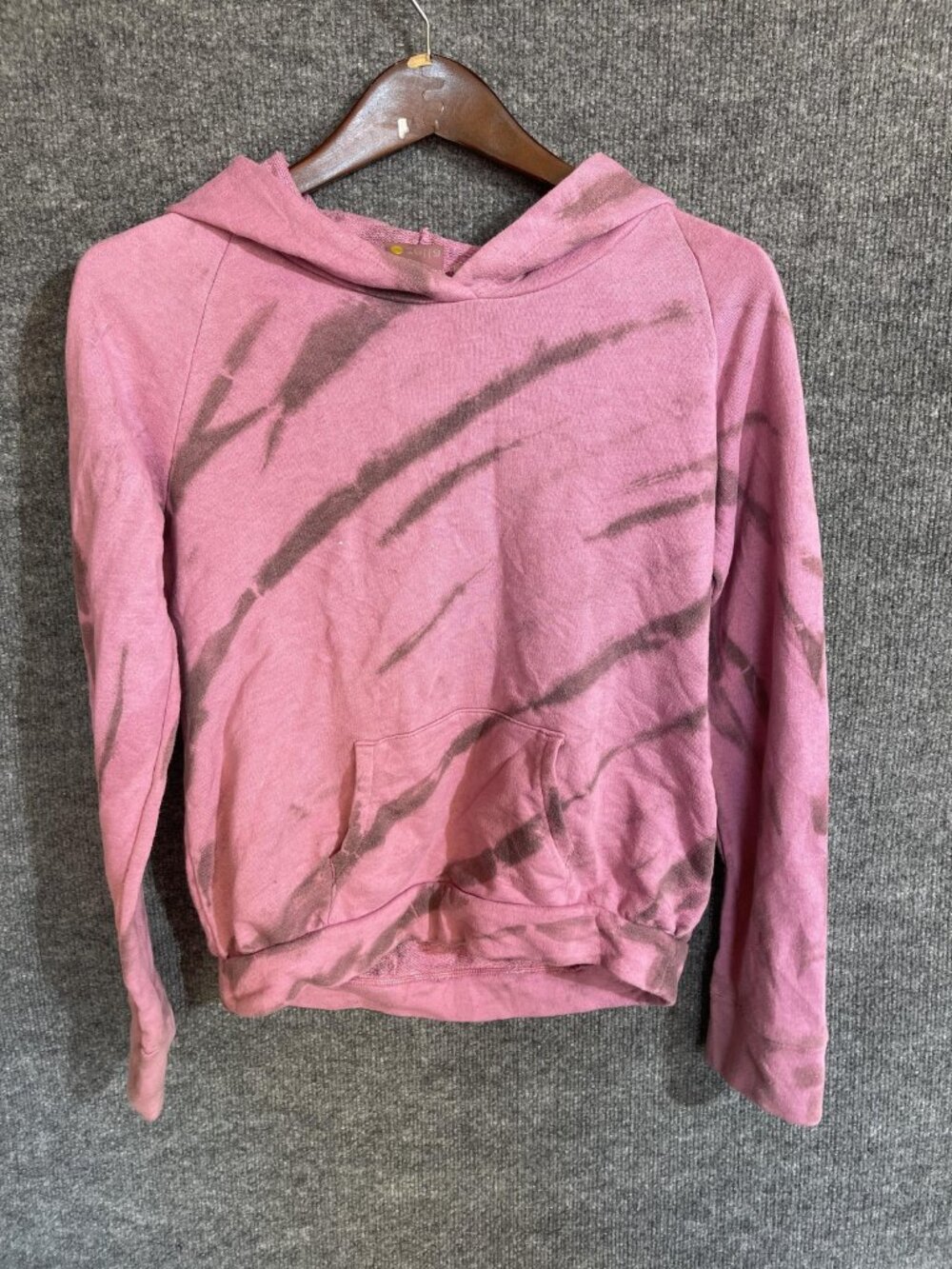 Zella Hoodie Girls 14-16 Pink Terry Pullover Kangaroo Pocket Tie Dye Sweatshirt